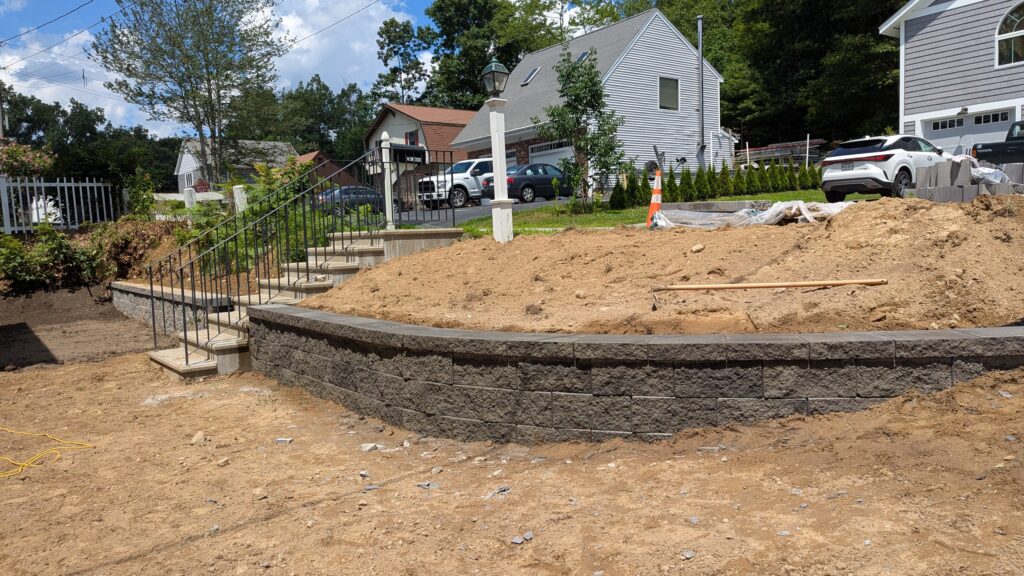 Property with retaining walls and excavation work